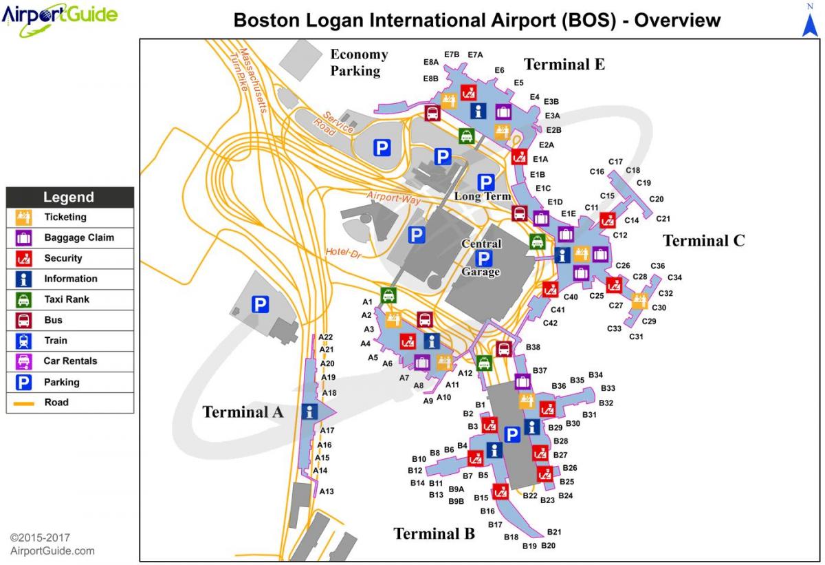 карта терминала Бостонского аэропорта