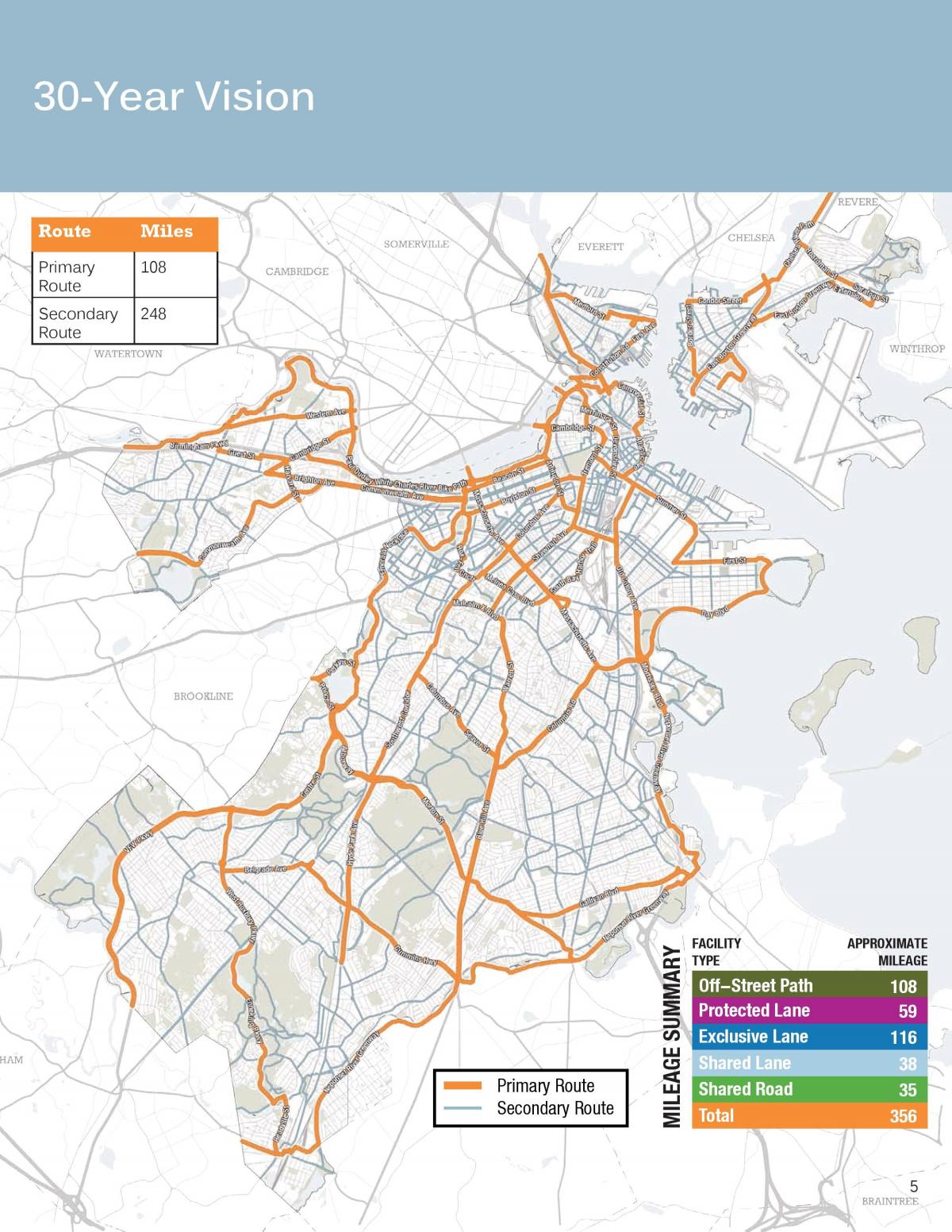 карта велосипедной дорожки Бостона