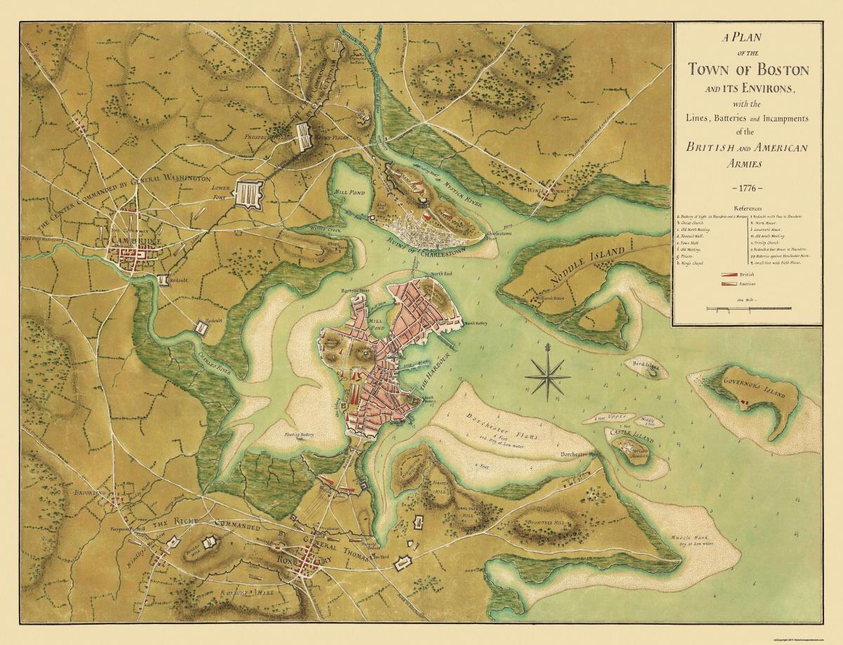 историческая карта Бостона
