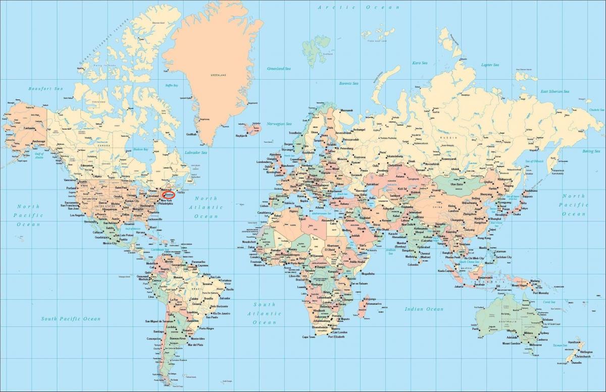 местоположение Бостона на карте мира