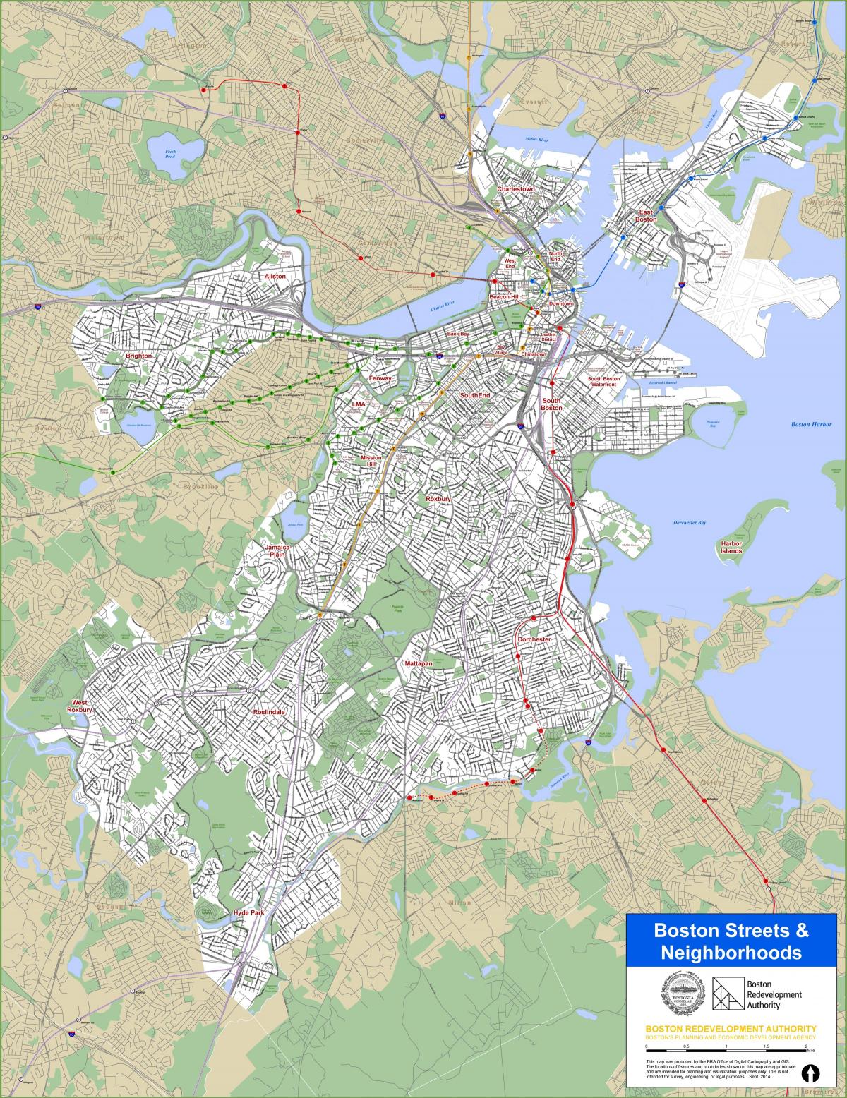 карта улиц Бостона