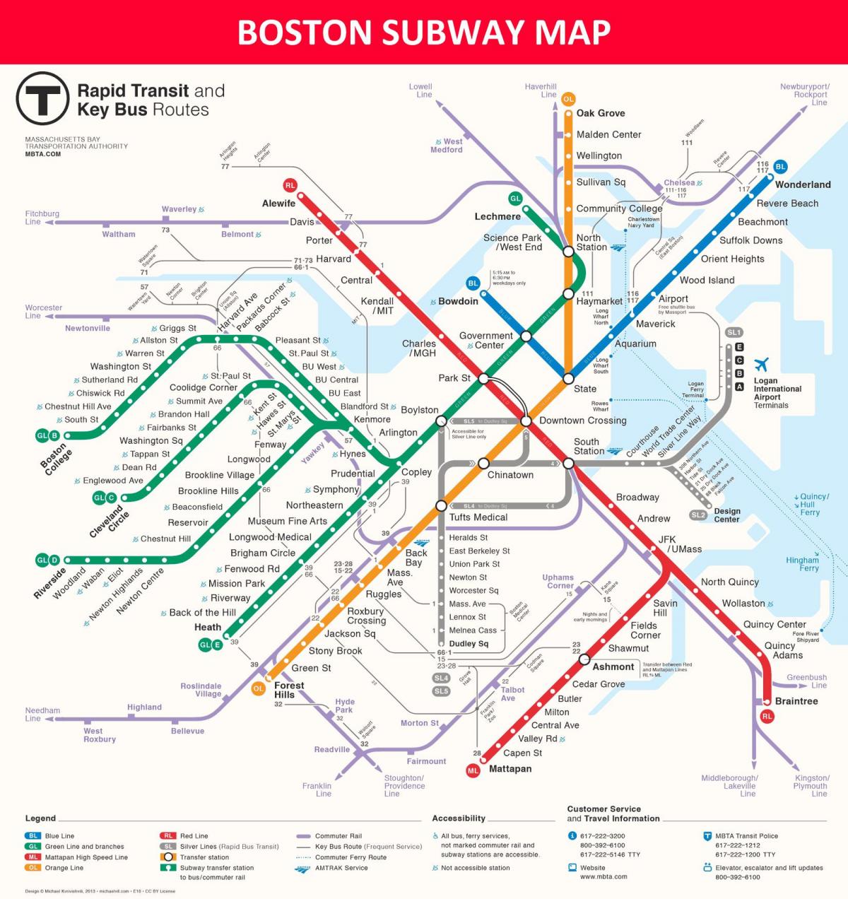 карта станции бостонского метро