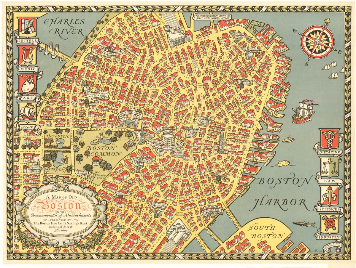 антикварная карта Бостона